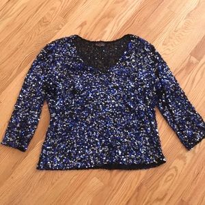 Sapphire blue sequined top
